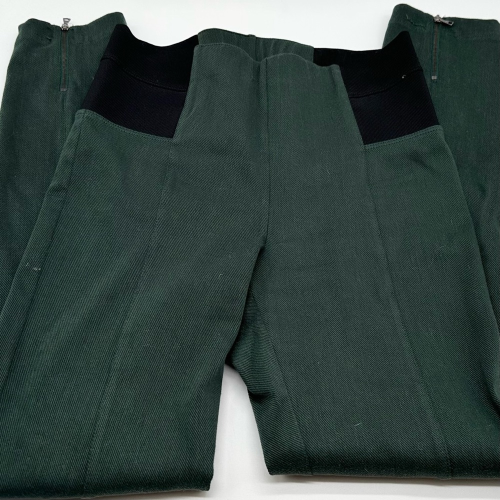 ST. JOHN Black Green Stretch Waisted Band Dress Pants Form Fitting